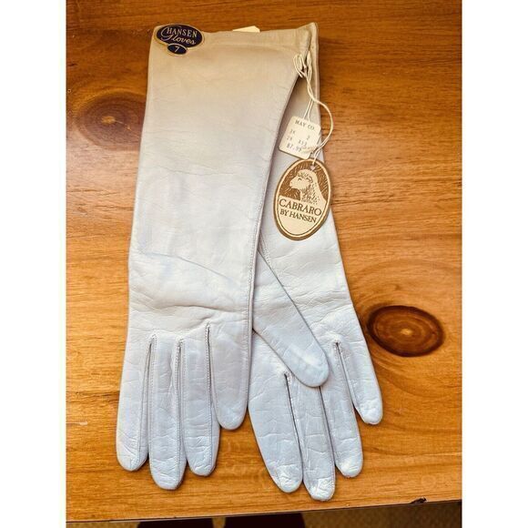 Cabraro Accessories - Vintage Cabraro By Hansen 100% Silk Grey Gloves Size 7 NOS With Tags May Co 1970